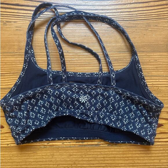 Athleta dark navy blue white western geometric strappy sports bra SIZE S - Picture 4 of 4